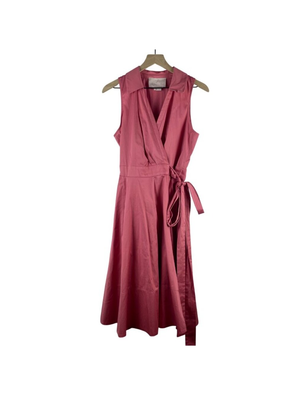 Gal Meets Glam Heather Sleeveless Stretch Cotton Wrap Shirtdress Pink Size 8